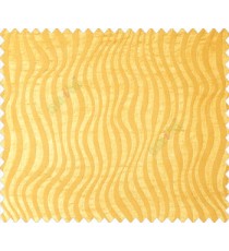 Mustard yellow self design continuous small trendy waves on stripe textured base fabric main curtain